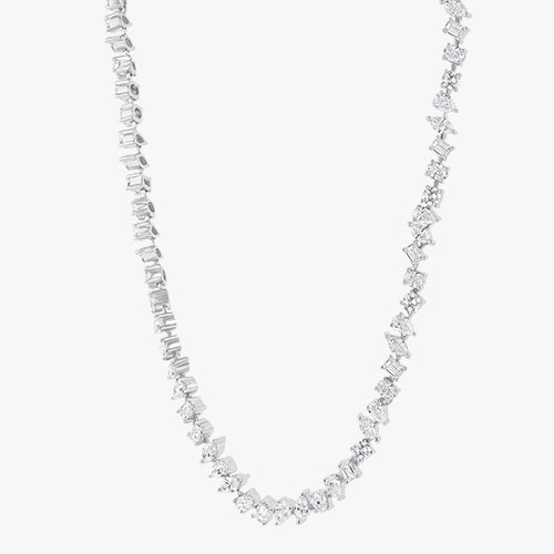 Lab Grown Multi Shape Diamond Tennis Necklace