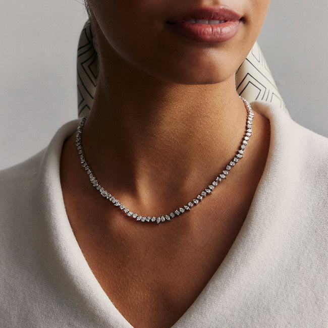 Lab Grown Multi Shape Diamond Tennis Necklace