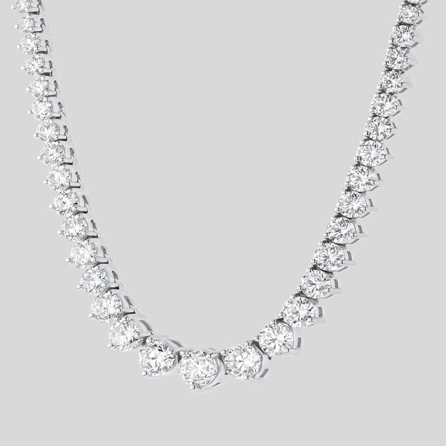 Lab Grown Diamond Half Tennis Necklace in 14k White Gold - MiaDonna