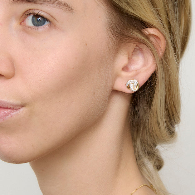 Dainty unique diamonds and gold earring Stylish fashionable jewelry classic elegant