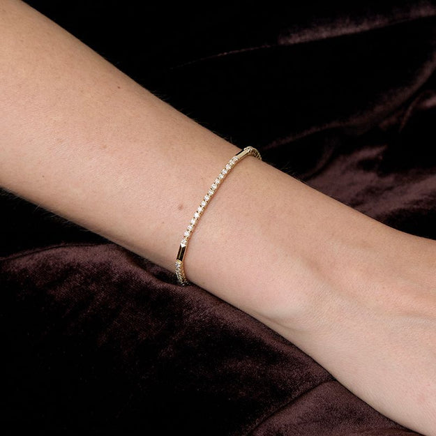 Diamond Tennis Bracelet with Gold Bar Links gold diamond rose yellow white 18K 14K