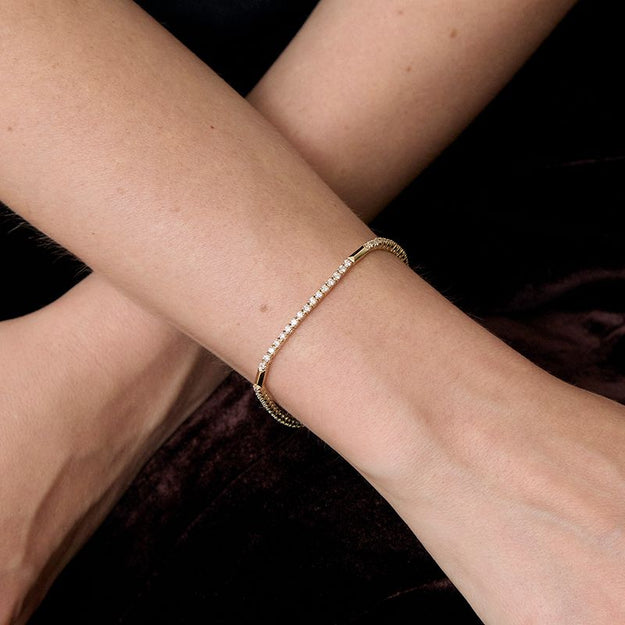 Diamond Tennis Bracelet with Gold Bar Links gold diamond rose yellow white 18K 14K