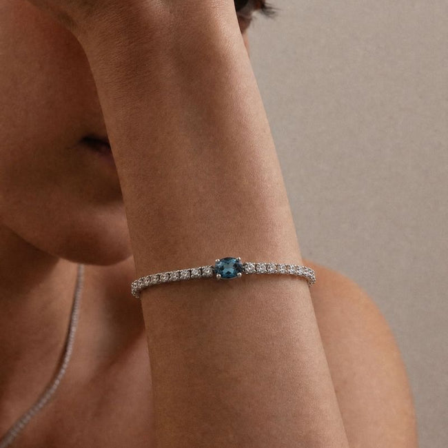 Sterling Silver Birthstone Tennis Bracelet (1 Stone)
