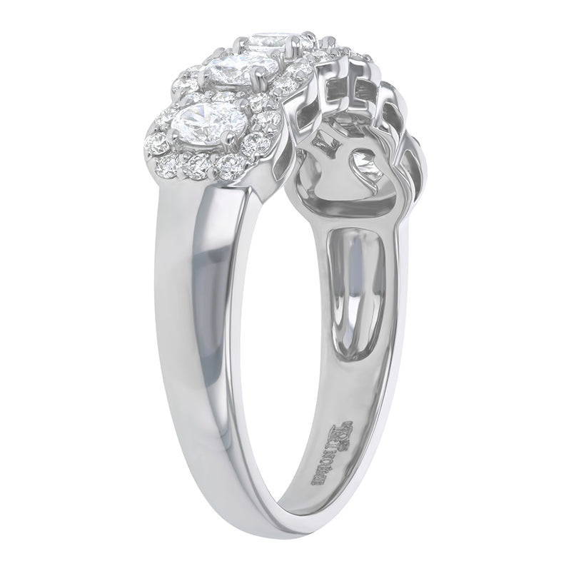 18K Gold Oval Diamond Halo Half Band Ring Noémie