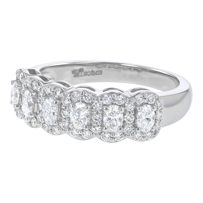 Oval Diamond Halo Half Band Ring - Lab Grown Diamonds | VS Clarity