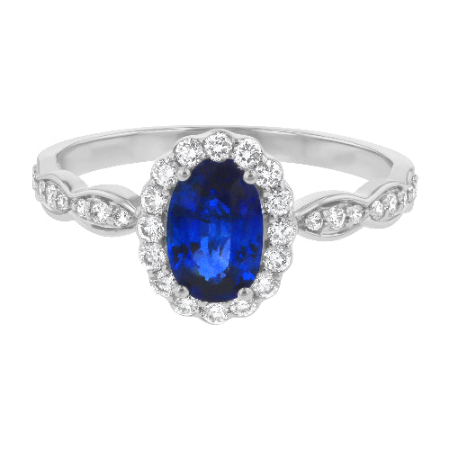 Oval Shape diamond VS Clarity Blue Sapphire stone 14K 18K Gold Platinum