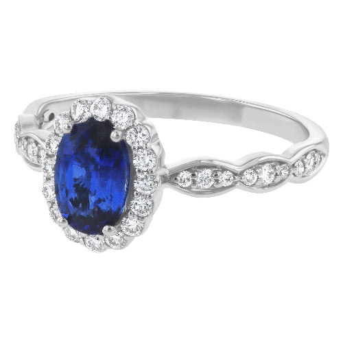 Oval Shape diamond VS Clarity Blue Sapphire stone 14K 18K Gold Platinum