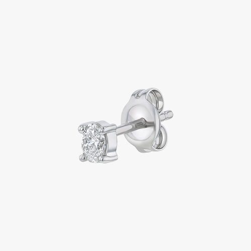 18K Gold Oval Shaped Diamond Stud Earrings