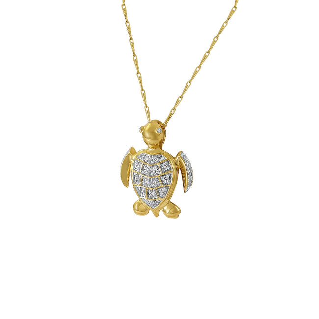 Diamond Turtle Pendant Necklace - Lab Grown Diamonds | VS Clarity