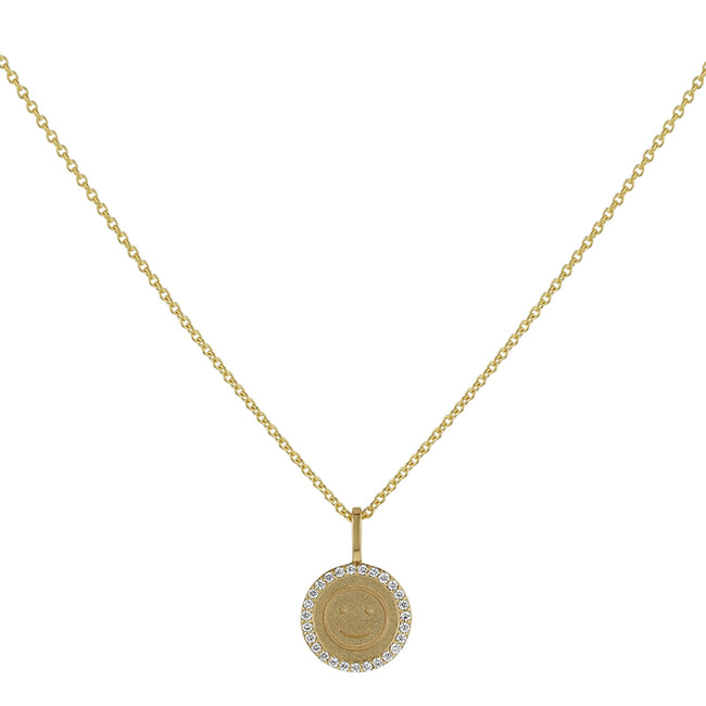 Happy Face Diamond Medallion - 18K Gold | VS Clarity