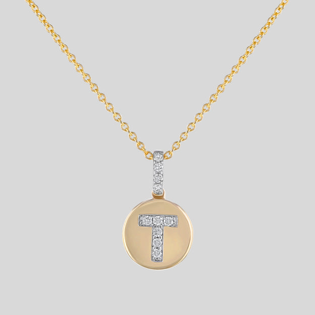 T - Letter Name Necklace Initial Necklace | Initial necklace, Initial necklace  gold, Bangle bracelets with charms