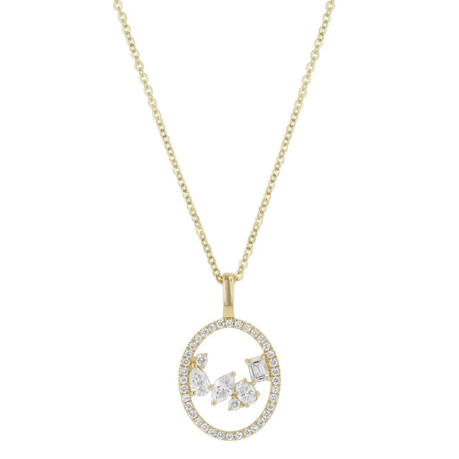 Floating Multi Shape Halo Pendant - 14K Gold | VS Clarity Lab Grown Diamonds