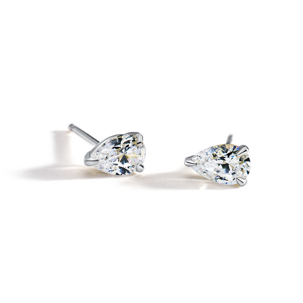 Pear Diamond Studs 18K Gold Rose White Yellow Platinum quality stone