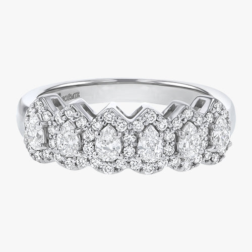 18K Gold Pear Shaped Diamond Halo Ring
