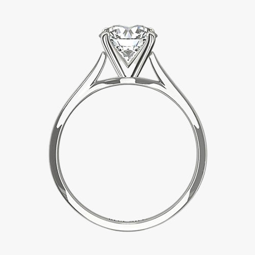 Petite Cathedral Solitaire Engagement Ring 18K gold white quality diamond