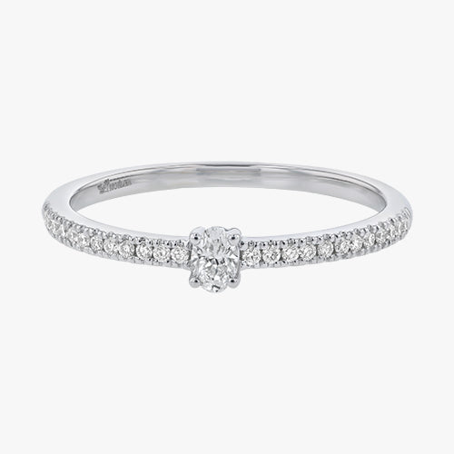 18K Gold Petite Oval Cut Diamond Ring