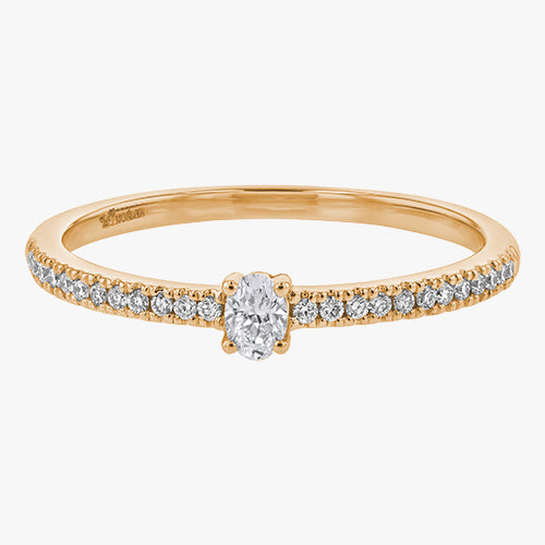 18K Gold Petite Oval Cut Diamond Ring