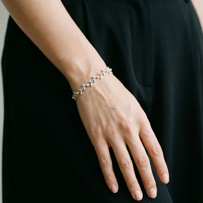 Diamond Leaf Vine Bracelet in sterling silver