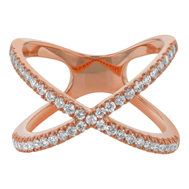 Round Diamonds Criss Cross Ring - Lab Grown Diamonds | VS Clarity