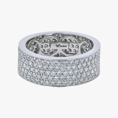 5-Row White Diamond Band - 18K Gold | VS Clarity