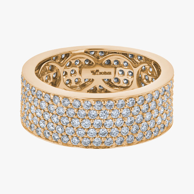 The 5-Row White Diamond Band VS quality stone 14K 18K gold rose white yellow