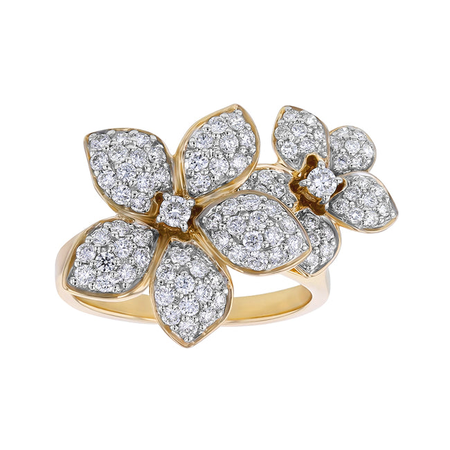 Diamond Flower Petal Ring - 18K Gold | VS Clarity