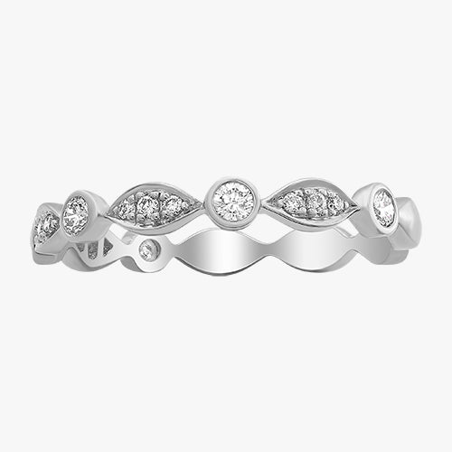 The Vintage Inspired Diamond Band 14K 18K gold vs quality half-band wedding stacking classic engagement ring yellow white rose platinum art deco inspired