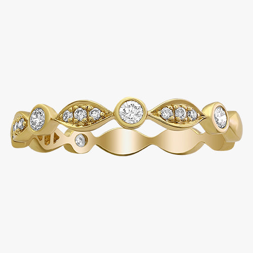 The Vintage Inspired Diamond Band 14K 18K gold vs quality half-band wedding stacking classic engagement ring yellow white rose platinum art deco inspired