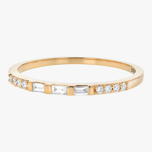 The Baguette and Round Diamond Band VS quality stone 14K 18K gold rose white yellow