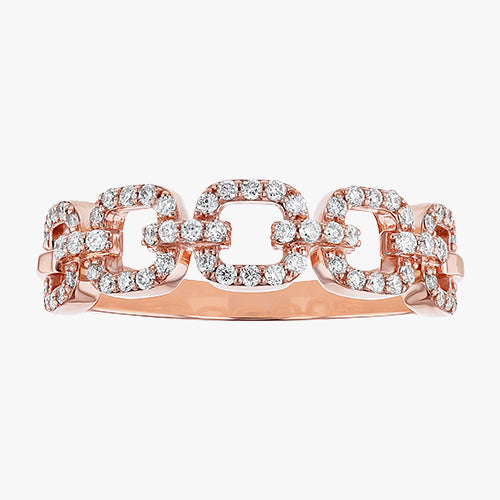 Diamond Link Ring Chain Rose Gold Fashion Statement Stackable 14K 18K gold VS quality diamond