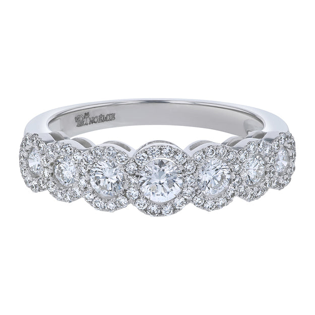 Round Diamond Halo Half Band Ring VS quality diamond 14K 18K gold white platinum
