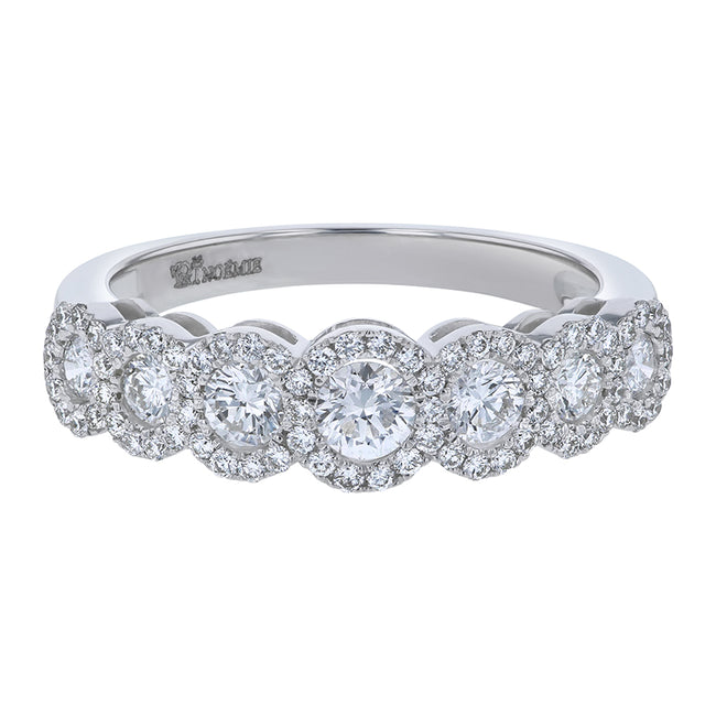 Round Diamond Halo Half Band Ring - Lab Grown Diamonds | VS Clarity