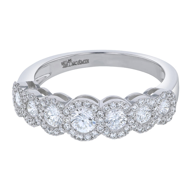 Round Diamond Halo Half Band Ring - 18K Gold | VS Clarity
