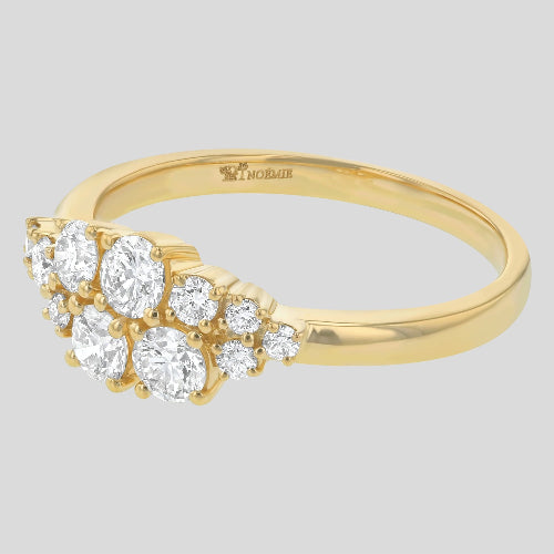 Lab Grown Round Diamond Cluster Ring Stackable Sparkle Yellow Gold VS Clarity 14K 18K Gold