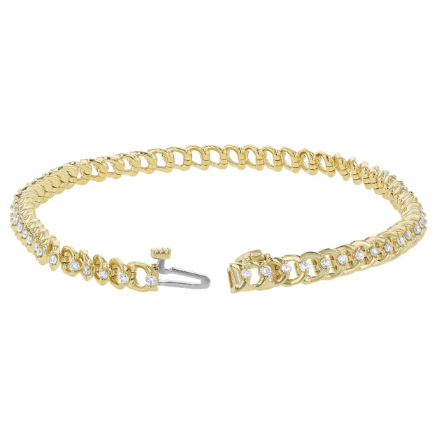Diamond Curb Chain Bracelet 18K gold 14 yellow sparkling elegant VS Clarity