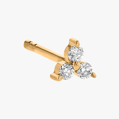 The Mini Trois Diamond Earrings VS quality 18K gold black rose white yellow