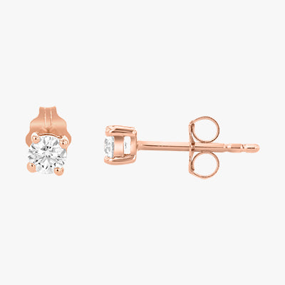 Custom Round Diamond Stud Earrings Rose Gold Dainty Elegant VS quality diamond 14K 18K gold