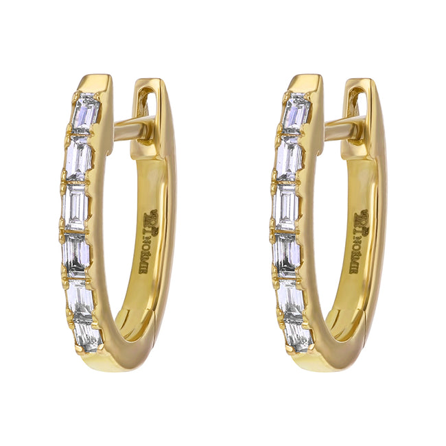 Huggie Baguette Earrings - 18K Gold | VS Clarity