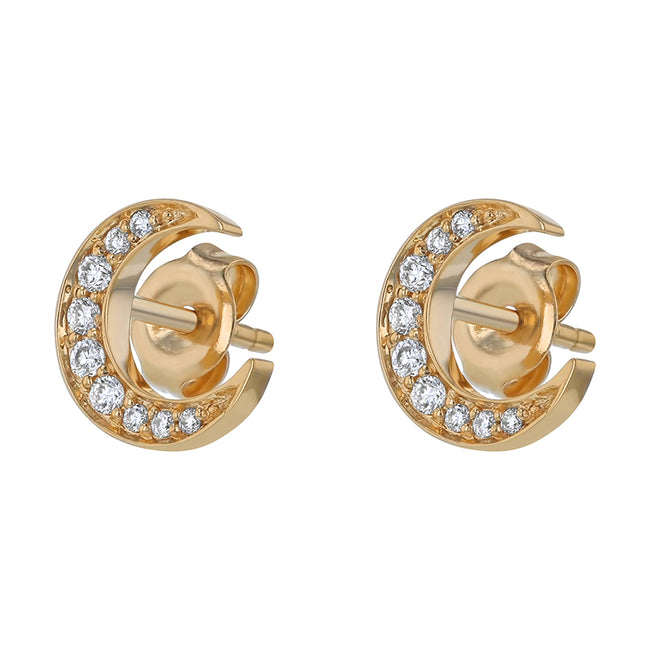 Crescent Moon Studs - Lab Grown Diamonds | VS Clarity