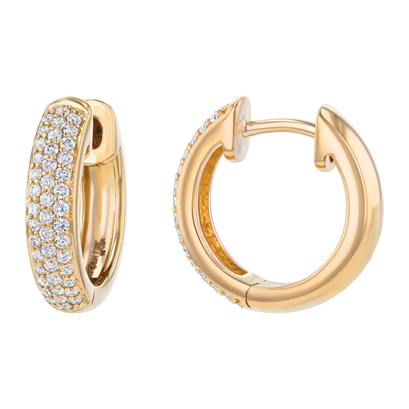 3-Row Pave White Diamond Earrings with 2/5 Carat Total