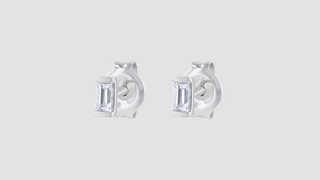 The Diamond Baguette Stud VS quality stone 18K gold white 
