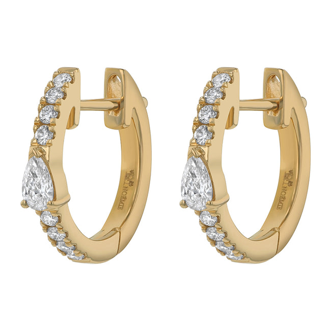 Huggies with Round and Pear Diamonds - Lab Grown Diamonds | VS Clarity