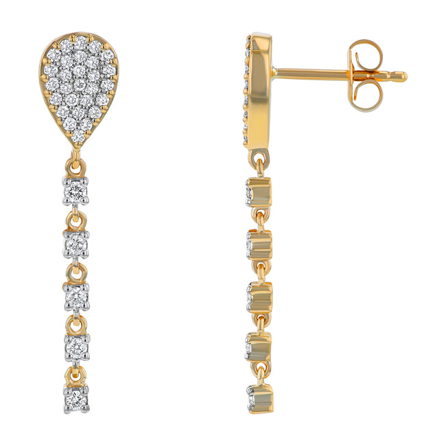 Teardrop Dangle Diamond Earrings - 18K Gold | VS Clarity