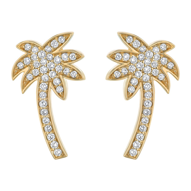 Noémie Palm Tree Lab Grown Diamond Earrings Stud Nature Unique Statement Fashion Sparkle Dainty VS Clarity 14K 18K Gold