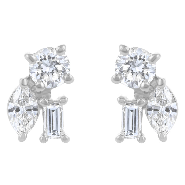 Confetti Diamond Multi Shape Stud Earrings - Sterling Silver | VS Clarity Lab Grown Diamonds