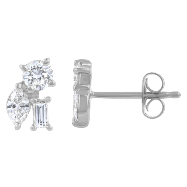 Confetti Diamond Multi Shape Stud Earrings - Sterling Silver | VS Clarity Lab Grown Diamonds