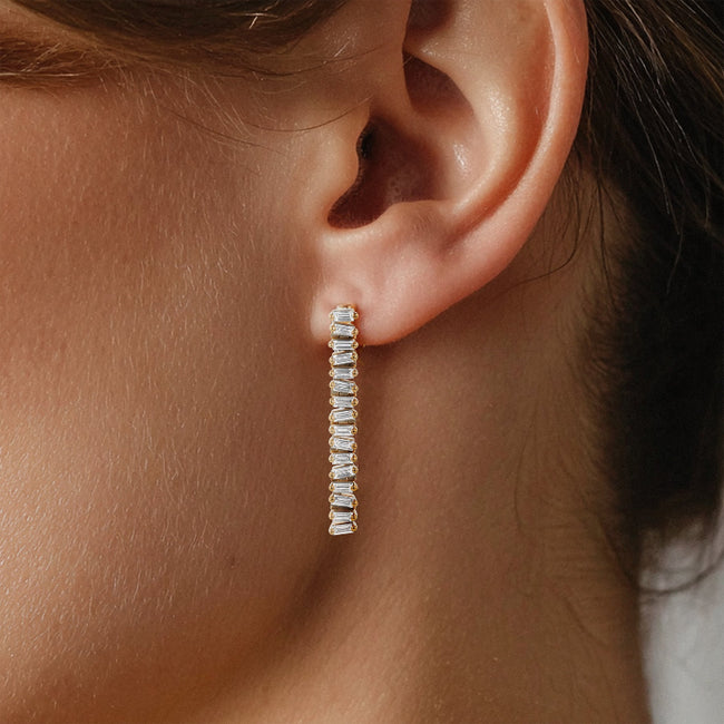 Baguette Cluster Drop Earrings - 18K Gold | VS Clarity