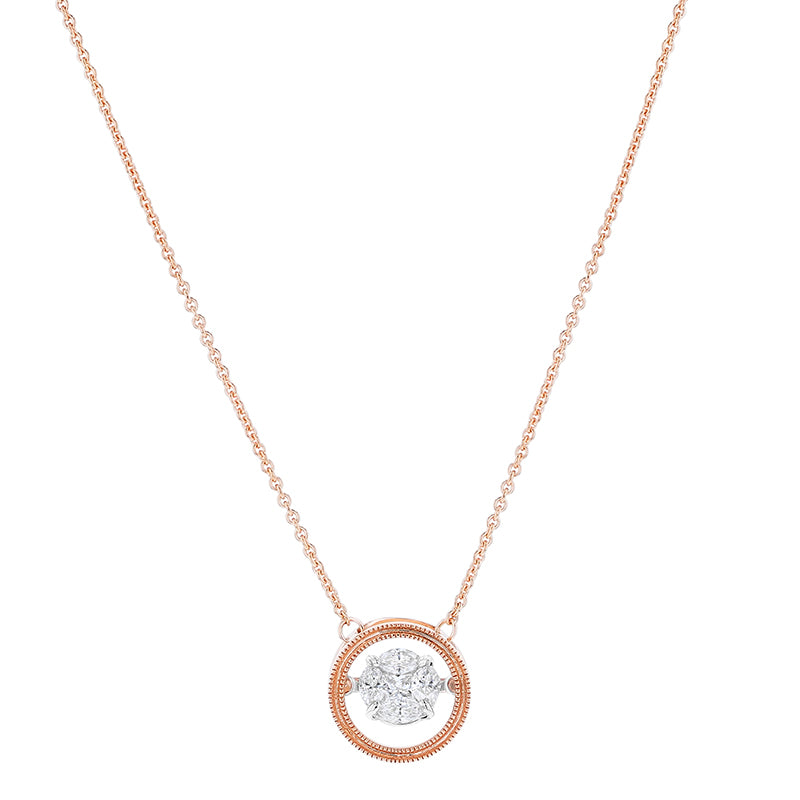 Rumba Dancing Diamond Necklace — on skin, warm light