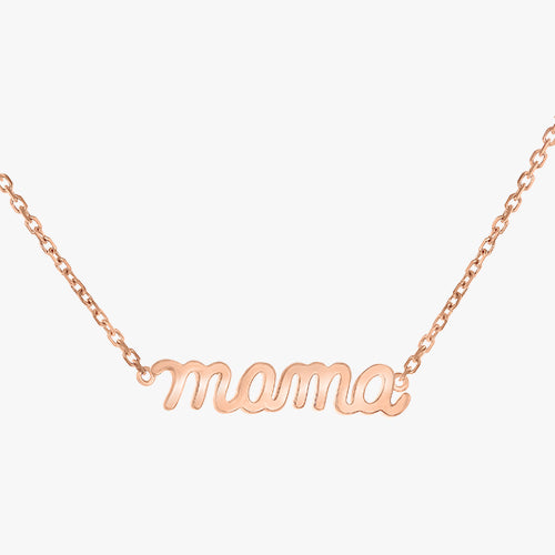 Mama Pendant Necklace Rose Gold Layering Elegant Dainty 18K Gold 