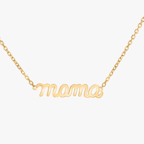 Mama Pendant Necklace Yellow Gold Layering Elegant Dainty 18K Gold